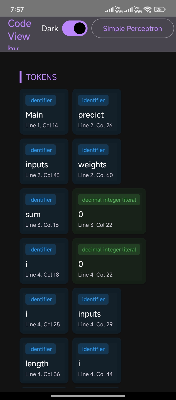 Code-View app interface showing code analysis
