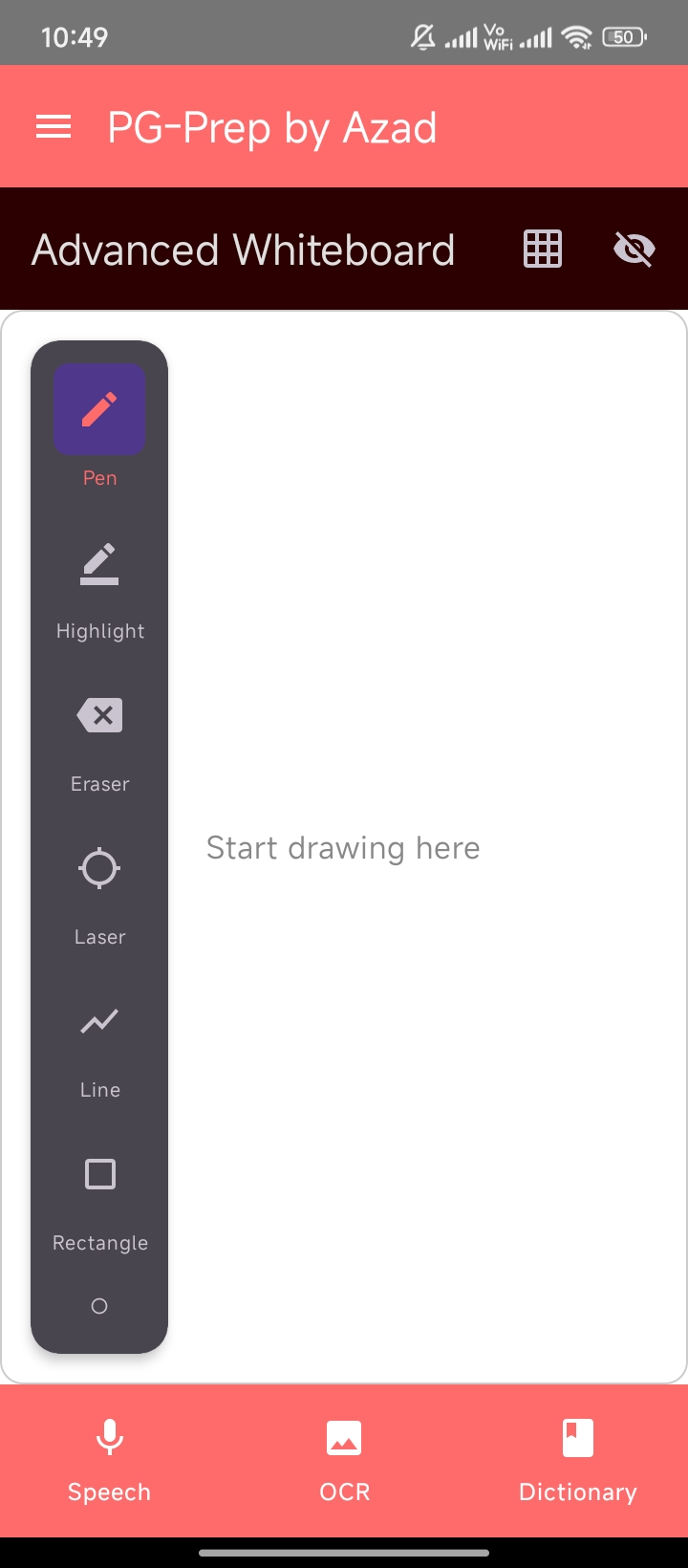 PrepBoard app interface showing study features