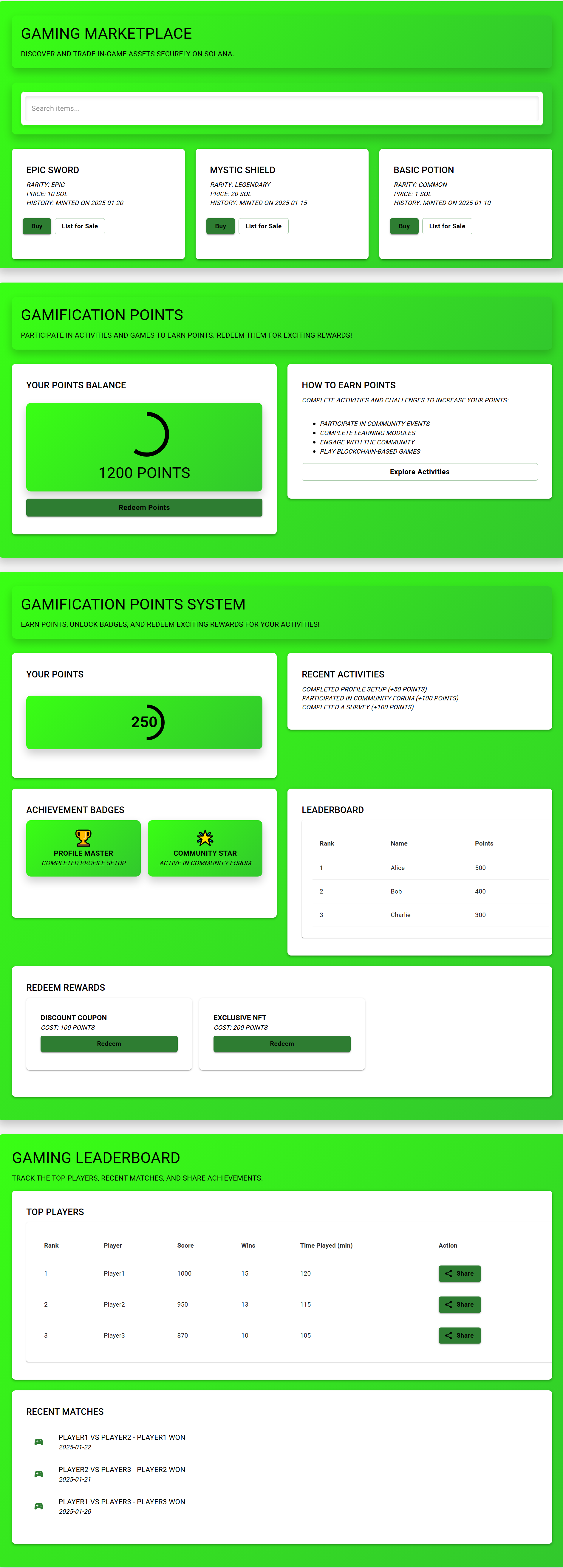 SouLana Platform interface showing NFT marketplace